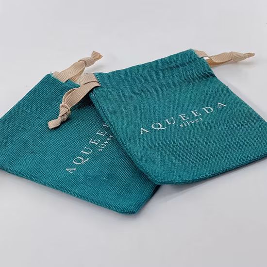 Borsa con coulisse in mussola di cotone dorato naturale al 100% di alta qualità